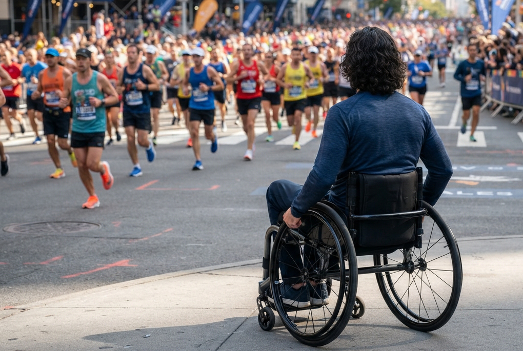 La différence entre rouler en chaise et courir, non, ce n'est pas pareil !